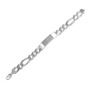 9.7MM Sterling Silver 925 Engravable ID Super Flat Figaro 120 Bracelet 9"